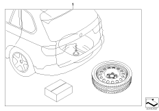 Дооснащение аварийным колесом для BMW F15 X5 25dX B47 (схема запасных частей)