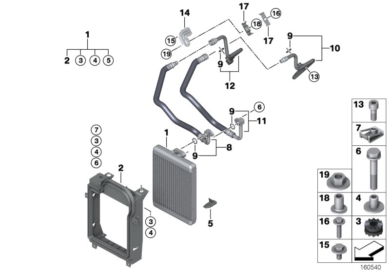 Маслян.радиатор/трубопр.масл.радиатора для BMW E70 X5 4.8i N62N (схема запчастей)