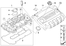 Крышка головки блока цилиндров для BMW E81 116i 2.0 N43 (схема запасных частей)