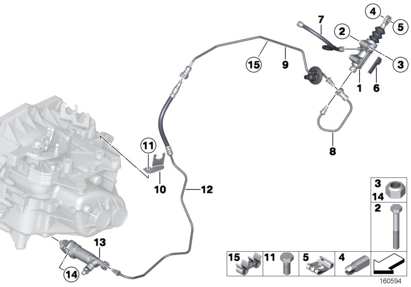 Привод управления сцеплением для BMW R57 Cooper N12 (схема запчастей)