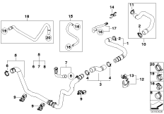 Водяной шланг системы охлаждения для BMW R56 Cooper D W16 (схема запасных частей)
