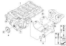 Блок балансирных валов масляного насоса для BMW E82 120i N43 (схема запасных частей)