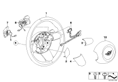 Спорт.рулевое колесо с НПБ стептроник для BMW R50 Cooper W10 (схема запасных частей)