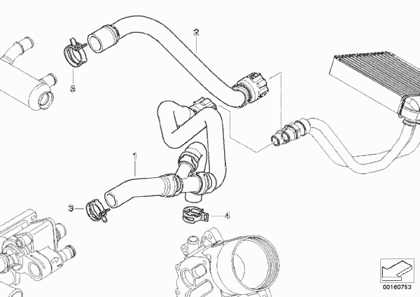 Водяные шланги для MINI R55 Cooper d W16 (схема запчастей)
