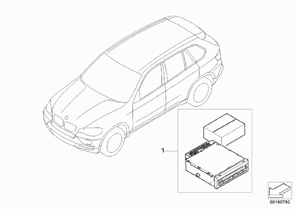 Комплект дооснащения CD-чейнджера для BMW E70 X5 3.0sd M57N2 (схема запчастей)