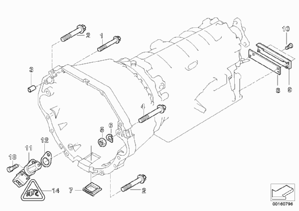 Крепление/дополнит.элементы КПП для BMW E39 535i M62 (схема запчастей)