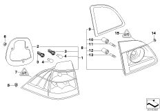 Блок задних фонарей для BMW E61N 550i N62N (схема запасных частей)