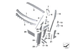 Боковой каркас, пер.стойка, обтекатель для ROLLS-ROYCE RR2N Drophead N73 (схема запасных частей)