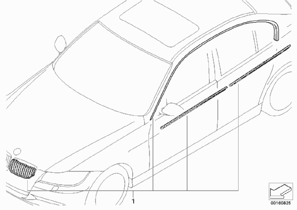 Дооснащение Chrome Line Exterieur для BMW E90N 318d N47N (схема запчастей)