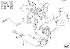 Маслопроводы гидроусилителя рул.управл. для BMW E63N 630i N53 (схема запасных частей)