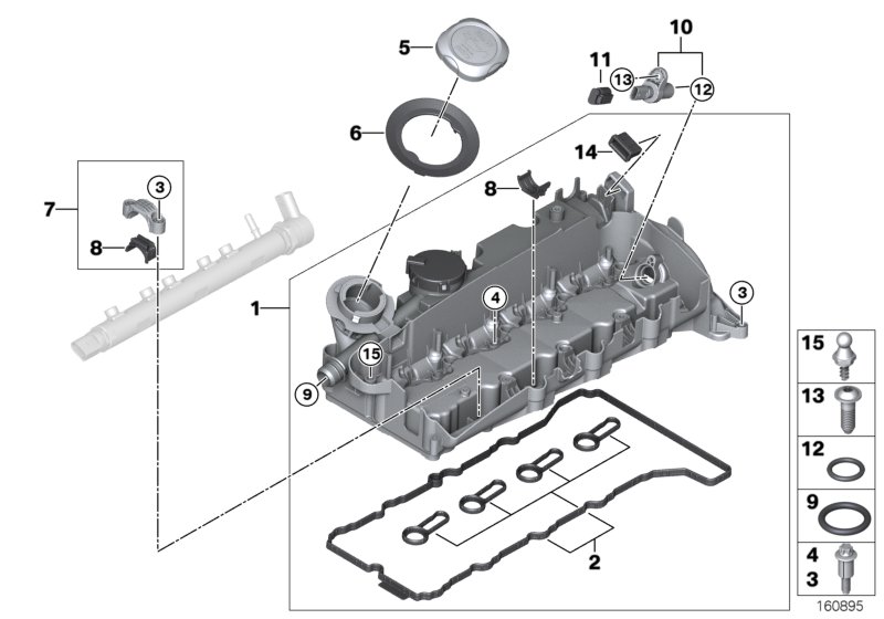Крышка головки блока цилиндров для BMW E90N 320xd N47 (схема запчастей)
