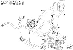 Маслопроводы гидроусилителя рул.управл. для BMW E61N 530xi N53 (схема запасных частей)