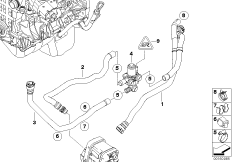 Шланги автоном.сист.отпления для BMW E91N 318i N43 (схема запасных частей)