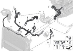Водяной шланг системы охлаждения для BMW E87N 116i 2.0 N43 (схема запасных частей)
