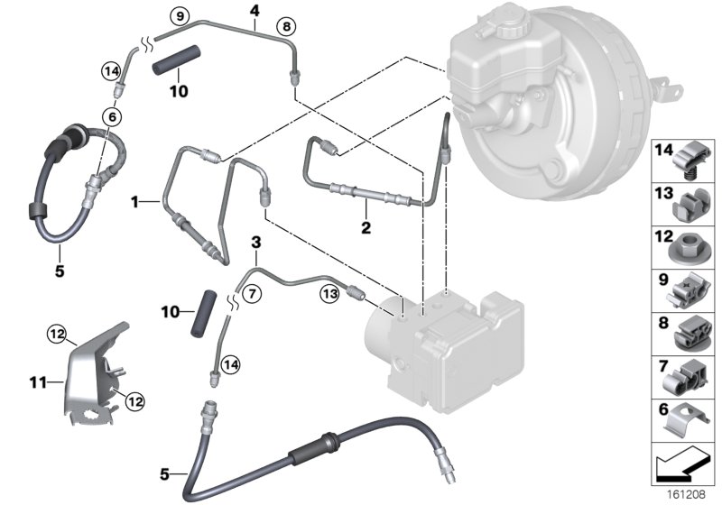 Трубопровод тормозного привода Пд для BMW E93N M3 S65 (схема запчастей)
