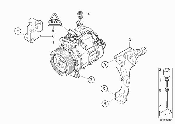 Компрессор кондиционера/дополн.элементы для BMW E93N M3 S65 (схема запчастей)