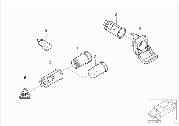 Прикуриватель/розетки для BMW E83 X3 2.5i M54 (схема запчастей)