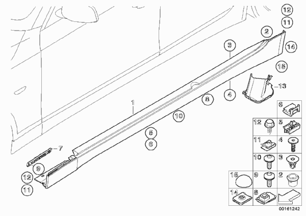Накладка порог / арка колеса для BMW E60N 530xd M57N2 (схема запчастей)