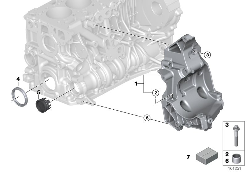Блок цилиндров/дополнительные элементы для BMW E91N 320xd N47 (схема запчастей)