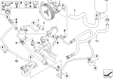 Маслопроводы гидроусилителя рул.управл. для BMW E61N 535d M57N2 (схема запасных частей)