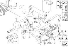 Маслопроводы гидроусилителя рул.управл. для BMW E61N 535d M57N2 (схема запасных частей)