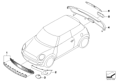Дооснащение Chrome Line Exterieur для BMW R56N One D N47N (схема запасных частей)