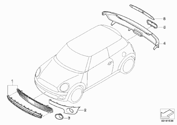 Дооснащение Chrome Line Exterieur для BMW R56 Cooper N12 (схема запчастей)