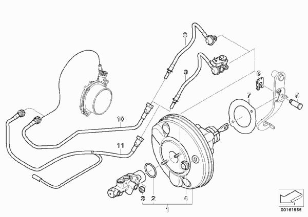 Вакуумный усилитель тормозов для BMW R56 Cooper S N14 (схема запчастей)