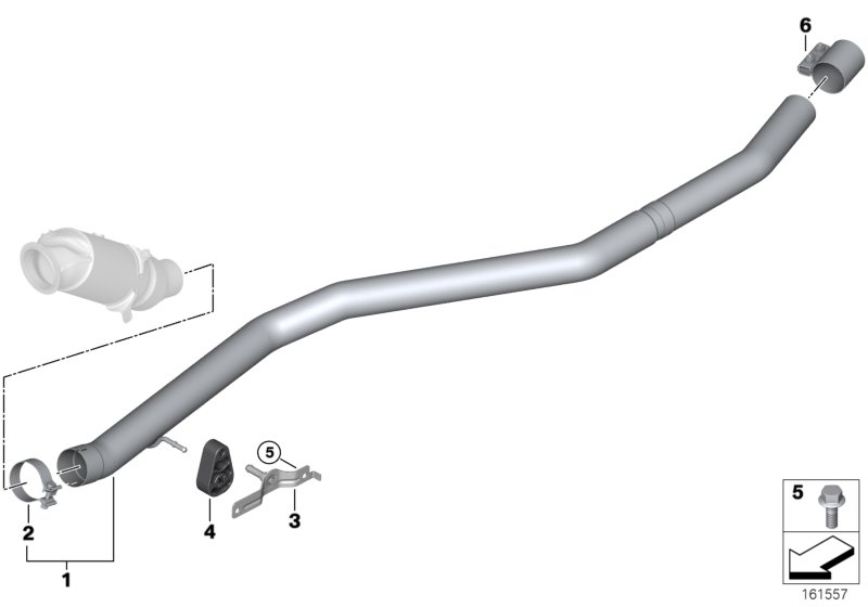 Передний дополнительный глушитель для BMW E71 X6 35dX M57N2 (схема запчастей)