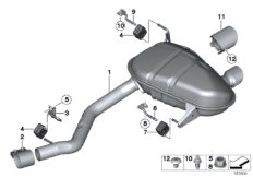 Система выпуска ОГ Зд для BMW E87N 116i 1.6 N43 (схема запасных частей)