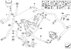 Маслопроводы гидроусилителя рул.управл. для BMW E60N 540i N62N (схема запасных частей)