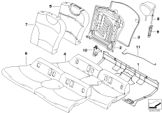 Мягкая часть и обивка заднего сиденья для BMW R55N Cooper D 2.0 N47N (схема запасных частей)