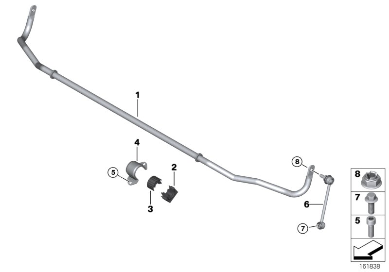 стабилизатор задний для BMW E92N M3 S65 (схема запчастей)