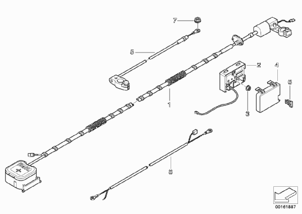 Провод батареи/токораспределитель Зд для BMW R50 One D W17 (схема запчастей)