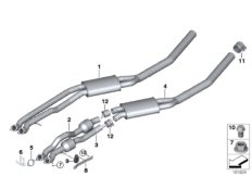 Катализатор/передний доп.глушитель для BMW E70 X5 3.0si N52N (схема запасных частей)