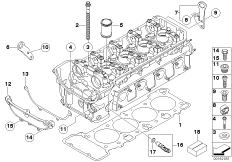 Головка блока цилиндров-доп.элементы для BMW E93N M3 S65 (схема запасных частей)