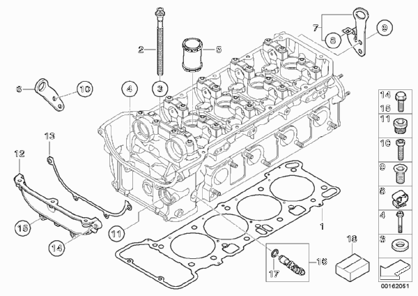 Головка блока цилиндров-доп.элементы для BMW E93 M3 S65 (схема запчастей)