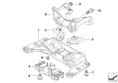 Крепление КПП для BMW E61 525i M54 (схема запасных частей)