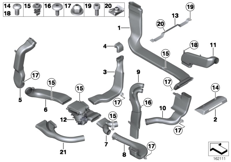 AIR DUCTS UNDER FLOOR для BMW RR3N Coupé N73 (схема запчастей)