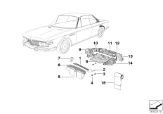 Обшивка багажного отделения для BMW E9 2800CS M30 (схема запасных частей)