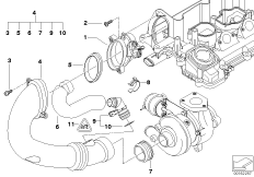 Термоанемометрический расходомер воздуха для BMW E61 525d M57N (схема запасных частей)