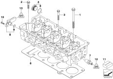 Головка блока цилиндров-доп.элементы для MINI R53 Cooper S W11 (схема запасных частей)