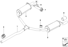 Система выпуска ОГ Зд для BMW R55 Coop.S JCW N14 (схема запасных частей)