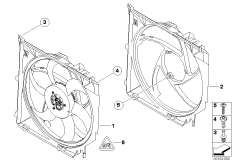 Кожух вентилятора-дополнительн.элементы для BMW E83N X3 3.0si N52N (схема запасных частей)