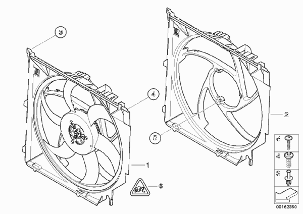 Кожух вентилятора-дополнительн.элементы для BMW E83 X3 2.5i M54 (схема запчастей)