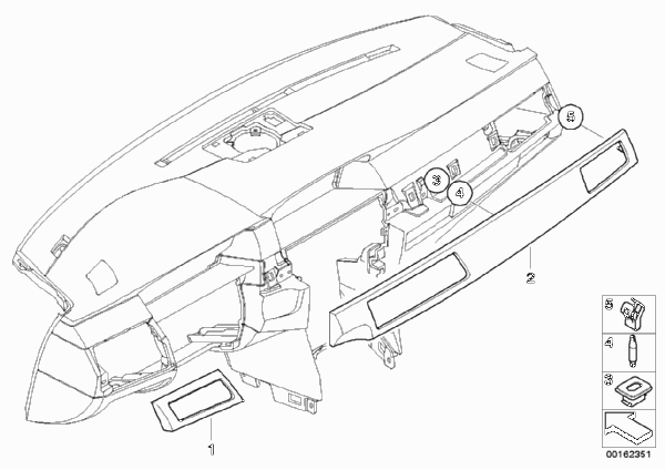 Декоративные планки, алюминий для BMW E60N 525i N53 (схема запчастей)
