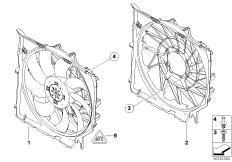 Кожух вентилятора-дополнительн.элементы для BMW E83N X3 2.5si N52N (схема запасных частей)