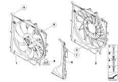Кожух вентилятора-дополнительн.элементы для BMW E83N X3 3.0d M57N2 (схема запасных частей)