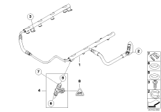 Клапаны/трубопроводы системы впрыска для BMW E90 M3 S65 (схема запасных частей)