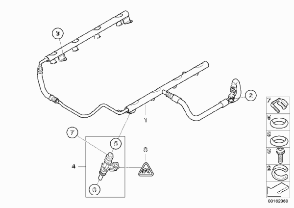 Клапаны/трубопроводы системы впрыска для BMW E90 M3 S65 (схема запчастей)